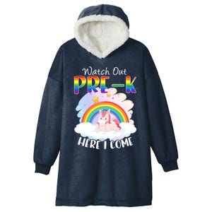 Watch Out Pre K Back To School Unicorn Teacher Gift Hooded Wearable Blanket