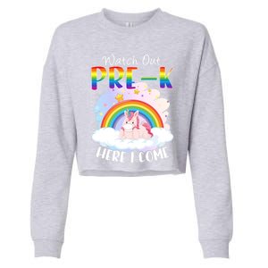 Watch Out Pre K Back To School Unicorn Teacher Gift Cropped Pullover Crew