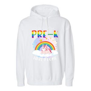 Watch Out Pre K Back To School Unicorn Teacher Gift Garment-Dyed Fleece Hoodie