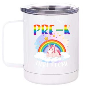 Watch Out Pre K Back To School Unicorn Teacher Gift 12 oz Stainless Steel Tumbler Cup