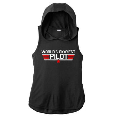 Worlds Okayest Pilot Funny Aviator Aviation Flying Mens Ladies PosiCharge Tri-Blend Wicking Draft Hoodie Tank