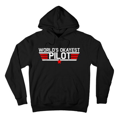 Worlds Okayest Pilot Funny Aviator Aviation Flying Mens Hoodie