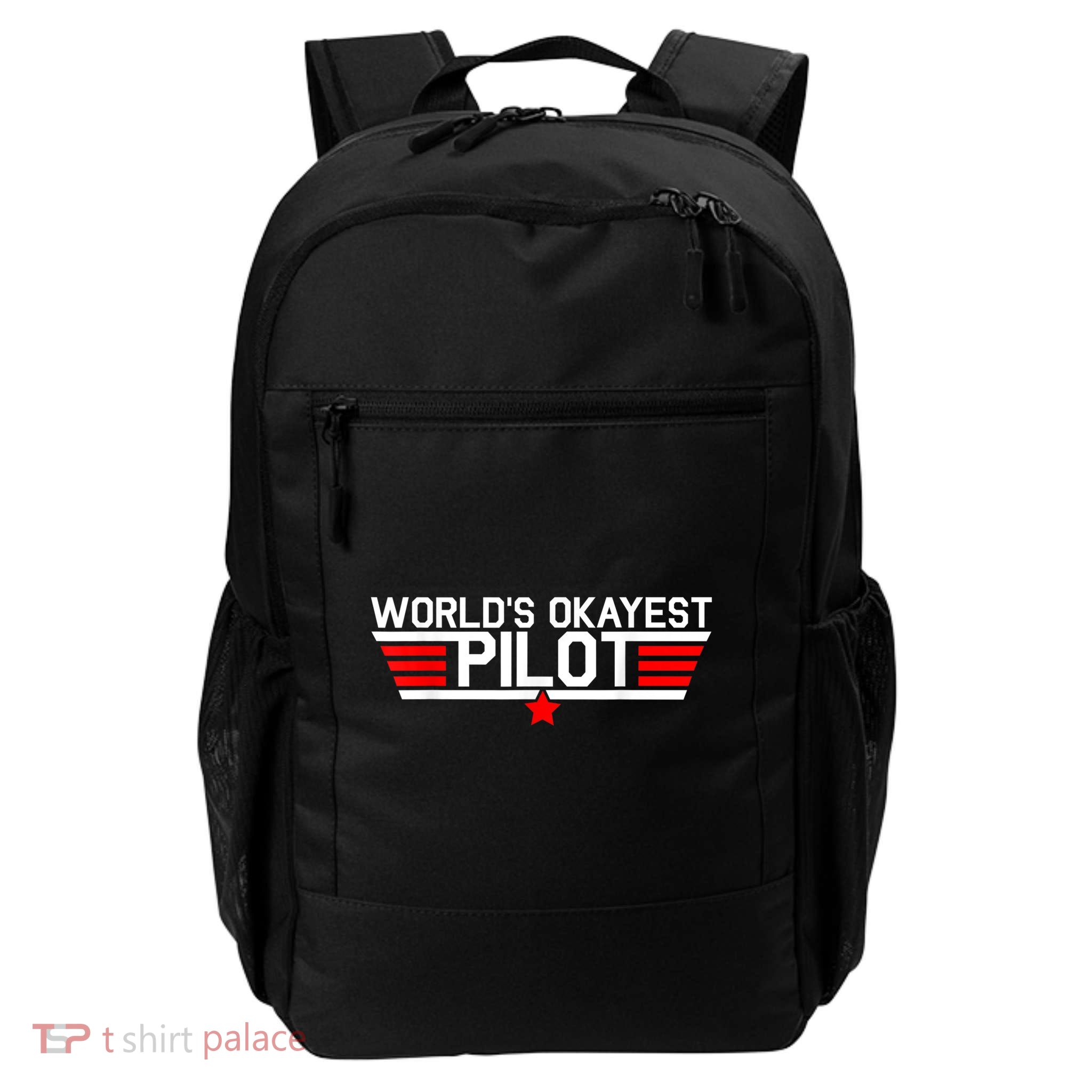Worlds Okayest Pilot Funny Aviator Aviation Flying Mens Daily Commute Backpack