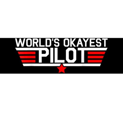 Worlds Okayest Pilot Funny Aviator Aviation Flying Mens Bumper Sticker