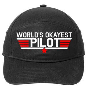 Worlds Okayest Pilot Funny Aviator Aviation Flying Mens 7-Panel Snapback Hat