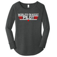 Worlds Okayest Pilot Funny Aviator Aviation Flying Mens Women's Perfect Tri Tunic Long Sleeve Shirt