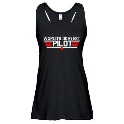 Worlds Okayest Pilot Funny Aviator Aviation Flying Mens Ladies Essential Flowy Tank