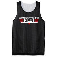 Worlds Okayest Pilot Funny Aviator Aviation Flying Mens Mesh Reversible Basketball Jersey Tank