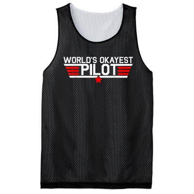 Worlds Okayest Pilot Funny Aviator Aviation Flying Mens Mesh Reversible Basketball Jersey Tank