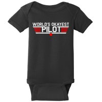 Worlds Okayest Pilot Funny Aviator Aviation Flying Mens Baby Bodysuit