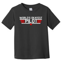 Worlds Okayest Pilot Funny Aviator Aviation Flying Mens Toddler T-Shirt