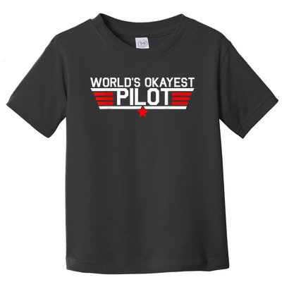 Worlds Okayest Pilot Funny Aviator Aviation Flying Mens Toddler T-Shirt