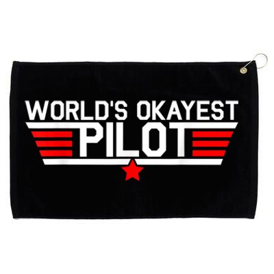 Worlds Okayest Pilot Funny Aviator Aviation Flying Mens Grommeted Golf Towel