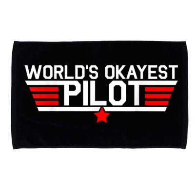 Worlds Okayest Pilot Funny Aviator Aviation Flying Mens Microfiber Hand Towel