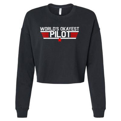 Worlds Okayest Pilot Funny Aviator Aviation Flying Mens Cropped Pullover Crew