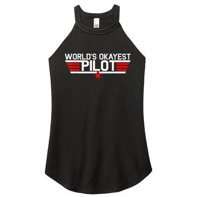 Worlds Okayest Pilot Funny Aviator Aviation Flying Mens Women's Perfect Tri Rocker Tank