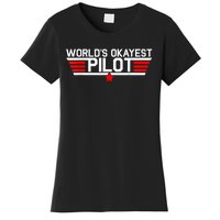 Worlds Okayest Pilot Funny Aviator Aviation Flying Mens Women's T-Shirt