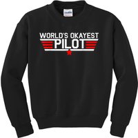 Worlds Okayest Pilot Funny Aviator Aviation Flying Mens Kids Sweatshirt