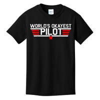 Worlds Okayest Pilot Funny Aviator Aviation Flying Mens Kids T-Shirt