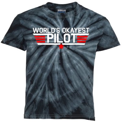 Worlds Okayest Pilot Funny Aviator Aviation Flying Mens Kids Tie-Dye T-Shirt