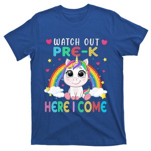 Watch Out Pre K Here I Come Back To School Unicorn Gift T-Shirt