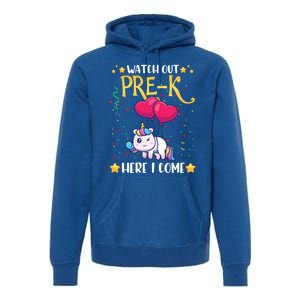 Watch Out Pre K Here I Come First Day Unicorn Gift Premium Hoodie