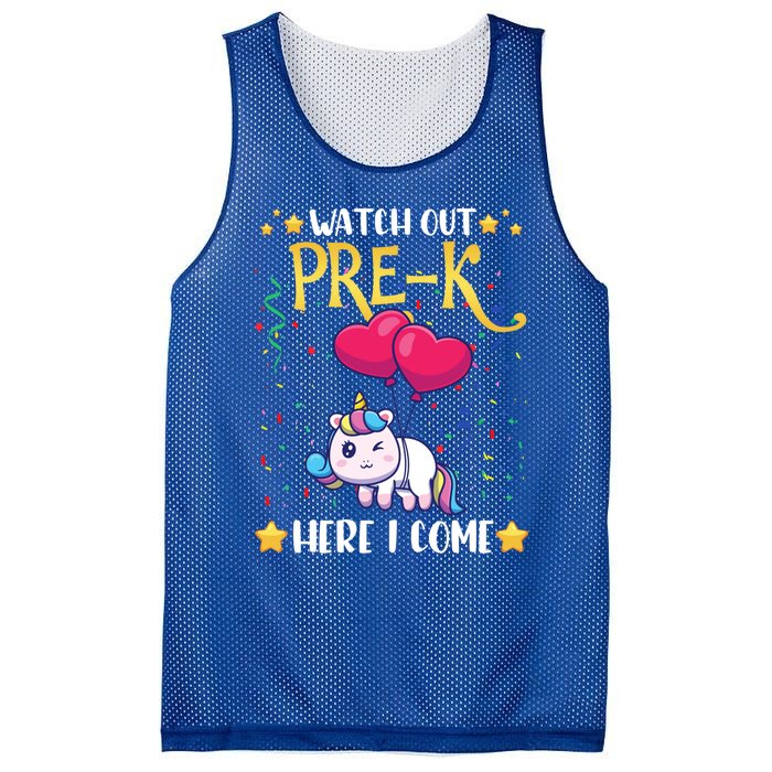 Watch Out Pre K Here I Come First Day Unicorn Gift Mesh Reversible Basketball Jersey Tank