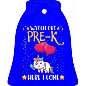 Watch Out Pre K Here I Come First Day Unicorn Gift Ceramic Bell Ornament