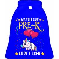 Watch Out Pre K Here I Come First Day Unicorn Gift Ceramic Bell Ornament