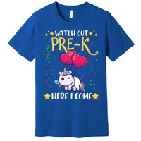 Watch Out Pre K Here I Come First Day Unicorn Gift Premium T-Shirt