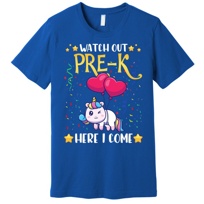 Watch Out Pre K Here I Come First Day Unicorn Gift Premium T-Shirt