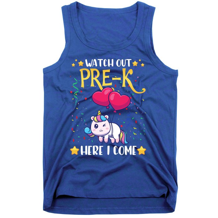 Watch Out Pre K Here I Come First Day Unicorn Gift Tank Top