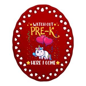 Watch Out Pre K Here I Come First Day Unicorn Gift Ceramic Oval Ornament