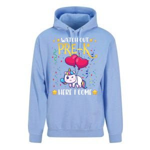 Watch Out Pre K Here I Come First Day Unicorn Gift Unisex Surf Hoodie