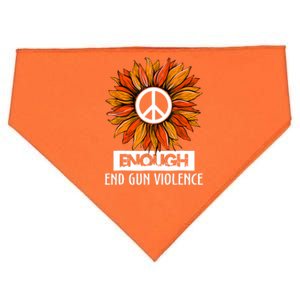 Wear Orange Peace Sunflower Enough End Gun Violence USA-Made Doggie Bandana