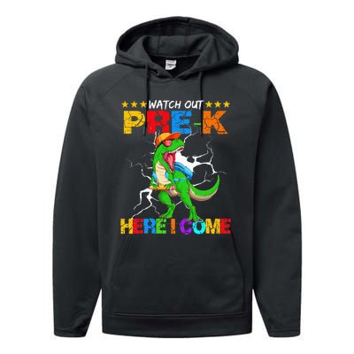 Watch Out Prek Here I Come Dinosaur Back To School Performance Fleece Hoodie