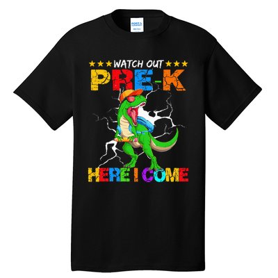 Watch Out Prek Here I Come Dinosaur Back To School Tall T-Shirt