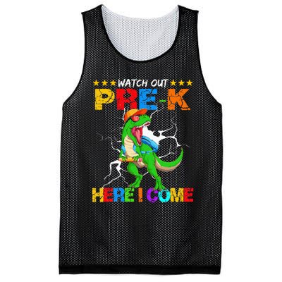 Watch Out Prek Here I Come Dinosaur Back To School Mesh Reversible Basketball Jersey Tank