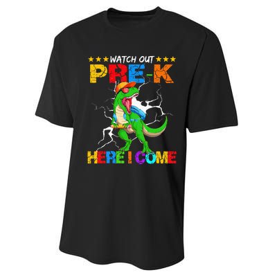 Watch Out Prek Here I Come Dinosaur Back To School Performance Sprint T-Shirt