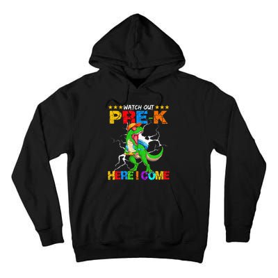 Watch Out Prek Here I Come Dinosaur Back To School Tall Hoodie