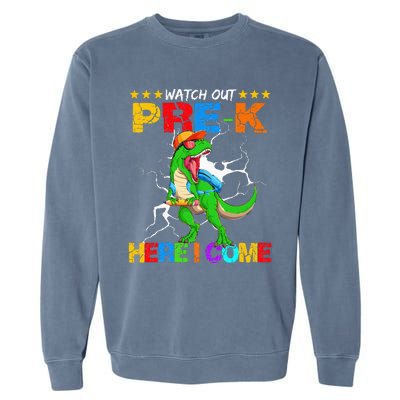 Watch Out Prek Here I Come Dinosaur Back To School Garment-Dyed Sweatshirt