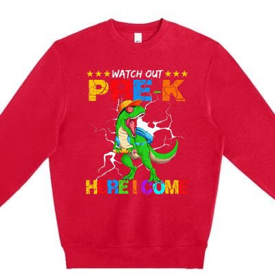 Watch Out Prek Here I Come Dinosaur Back To School Premium Crewneck Sweatshirt