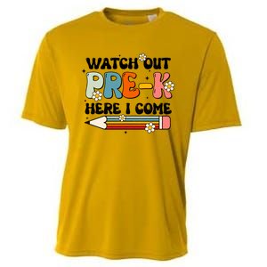 Watch Out PreK Here I Come Back To School Groovy Cool Gift Cooling Performance Crew T-Shirt