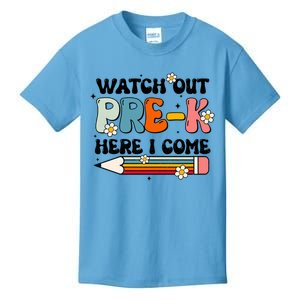 Watch Out PreK Here I Come Back To School Groovy Cool Gift Kids T-Shirt