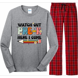 Watch Out PreK Here I Come Back To School Groovy Cool Gift Long Sleeve Pajama Set