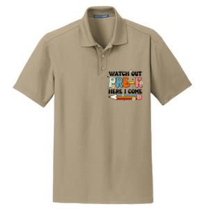 Watch Out PreK Here I Come Back To School Groovy Cool Gift Dry Zone Grid Polo