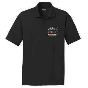 Watch Out PreK Here I Come Back To School Student Funny Gift PosiCharge RacerMesh Polo