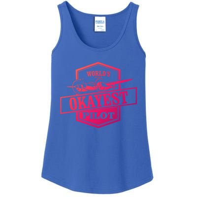 Worlds Okayest Pilot Funny Flying Gift Ladies Essential Tank