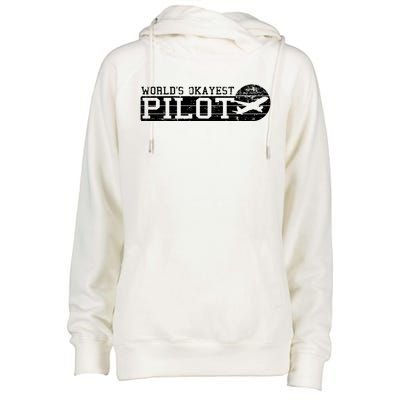 Worlds Okayest Pilot Funny Pilot Gift Womens Funnel Neck Pullover Hood