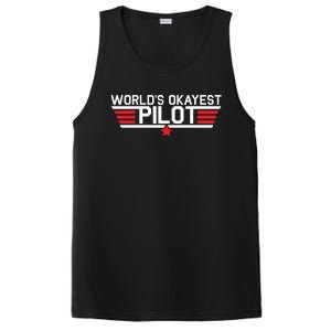 Worlds Okayest Pilot Funny Aviator Aviation Flying PosiCharge Competitor Tank